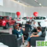 Image of the inside of a car dealership lobby